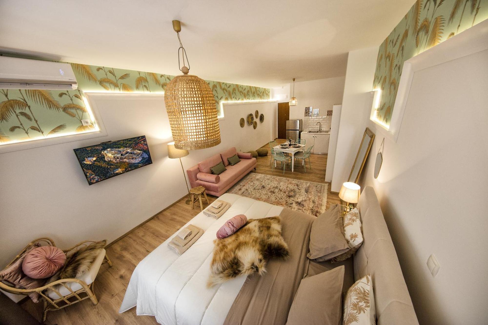 Apartemen studio 42 m² dengan 1 kamar mandi pribadi di Omonia Athena Bagian luar foto
